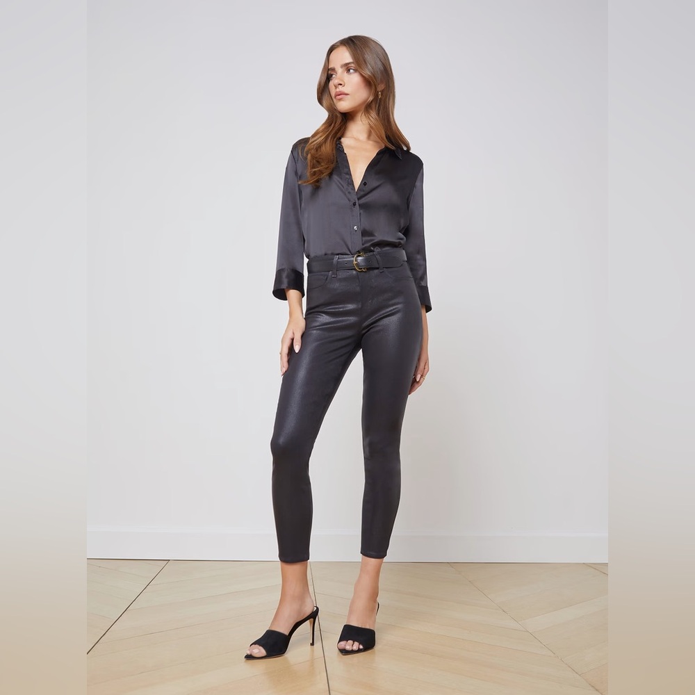 LAgence Margot Coated Cropped Skinny Jean
